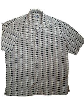 Italian Abstract Geometric Dress Shirt Silky Feel Artwear Mens XL Statement Top